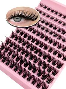 120 Pcs Clusters Lashes Thin Band Suitable For Daily Wear Natural Look Individual Eyelashes Crossed Fluffy Soft Wispy DIY Eyelash Extensions - D - Xem 5