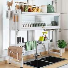Kitchen Sink Storage Rack With Lid To Prevent Dust, Equipped With Cutlery Rack, Cutting Board Rack, Knife Holder, And Sponge Rack - Multicolor - View 2
