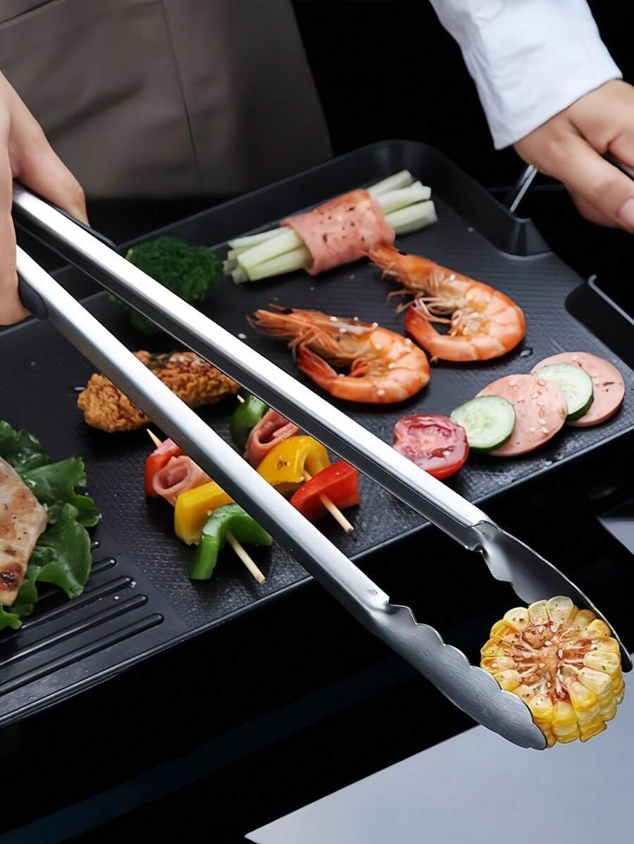1 szt. Szczypce do grilla, ekstra długie szczypce do grilla, stalowe szczypce metalowe do gotowania, grillowania, barbecue/bbq, bufetu