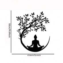 1 件生命之树和佛像金属壁饰，客厅大型佛像壁饰，生命之树壁饰，瑜伽室超大佛像装饰，2 种尺寸可选 - 黑色 - 查看 13
