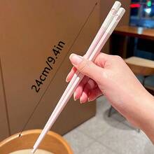 8双粉色心形筷子套装，防滑、耐热、可重复使用、可清洗，适合家庭和餐厅使用，适合家庭庆祝活动、学校用品 - 粉色 - 查看 10