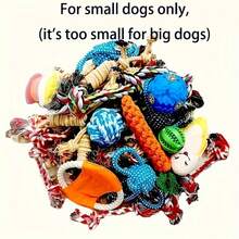 10件套耐咬狗狗磨牙玩具套装，毛绒+绳子+TPR+硅胶材质，小型犬牙齿清洁磨牙玩具，非电动，适合幼犬玩耍和增进感情