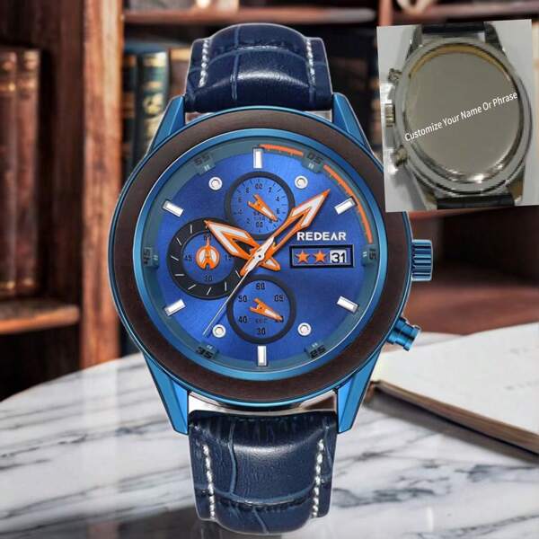 1 stuk gepersonaliseerd houten horloge voor mannen, gepersonaliseerd houten horloge voor vriend, verloofde, echtgenoot, verjaardag, jubileum