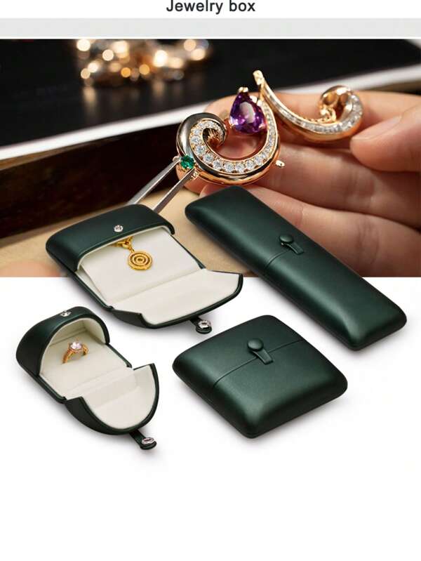 Oirlv Oirlv PU Dubbele open snap ring doos Huwelijksaanzoek Cadeau Diamanten ring Oorbellen Armband Sieradenverpakkingsdozen, Sieradenorganizer Trouwringdoos Hanger Armband Ketting Opbergdoos Cadeauverpakking Displaydoos Voor ringen, oorbellen, kettingen, armbanden, Cadeaudoos voor Kerstmis, Moederdag, Prachtig verpakt Voor vrouwen Opbergorganizer Reis-Groen