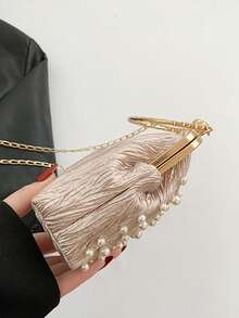 2件套云朵铆钉荷叶边贝壳设计女士单肩包，2025春秋新款，简约链条提手手提包，适合购物、钱包、手提包、年轻女士、大学生、应届毕业生、办公室女士。非常适合办公室、大学、工作、商务、通勤、户外活动、旅行和徒步旅行