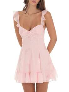 Women Graduation Corset Mini Dress Backless Tie Up A Line Short Dresses For Graduation Grad Party - 粉色 - 查看 1