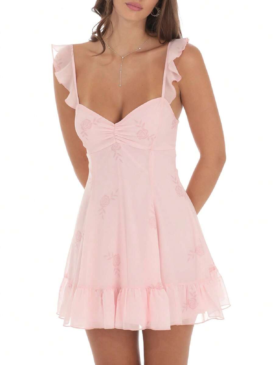 Women Graduation Corset Mini Dress Backless Tie Up A Line Short Dresses For Graduation Grad Party - 粉色 - 查看 1