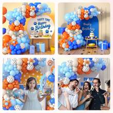 Blue And Orange Balloon Arch, 130 Pcs Dog Paw Balloon Arch Garland, 18/12/10/5 Inch Sand White Confetti Blue Orange Balloons For BoysGirls BabyShower Birthday Dog Cartoon Theme Party Decor