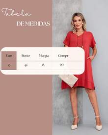 Women's Loose Dress With Functional Pockets Short Sleeve Casual Minimalist Comfortable Basic - 紅陶 - 查看 6