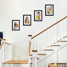HappyHapi 4x6 Picture Frames Set Of 10, Tabletop Or Wall Display Pictures 3.5x5 With Mat Or 4x6 Without, Multi Photo Frames Collage (Black)-EFG - Black - View 5