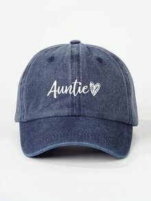 1pc Printed "Auntie" Heart Washed Baseball Cap, Adjustable Outdoor Casual Sun Protection Hat Suitable For Travel, Beach, Vacation, Y2K Style Young People - Baseball Cap - View 19