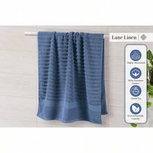 LANE LINEN Juego de toallas de baño acanaladas de lujo, % algodón, no se retuercen, suaves, de secado rápido, 2 toallas de baño, 2 toallas de mano, 2 toallitas, para cuerpo y rostro (6 piezas) 8RTF - 27: Mezclilla - Ver 5