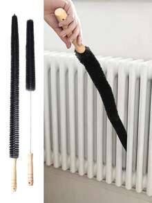 2pcs Multi-Functional Long Handle Radiator Cleaning Brush Set, Reusable Soft Bristle Brush With Handle - Dryer Vent Cleaner, Manual Scrub Brush, Long Flexible Crevice Brush And Washing Machine Brush - Extended - View 2
