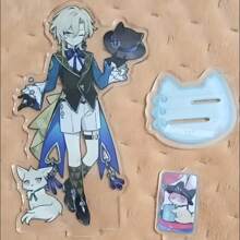 2D Flat, Broken Star Sky Railway Acrylic Stand Sign - Golden Sandstone Little Dot Cat Desktop Decoration, No Electricity Needed, Anime-Inspired Gift For Gamers, Classmates & Friends, Game Themed Decor | Decor Item