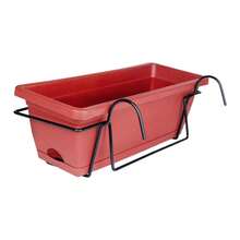 Maceta colgante para barandilla de balcón, cesta de plantas, maceta para valla, decoración del hogar, maceta de ventana, maceta para jardín, terraza, patio, 6L - Rojo - Ver 3