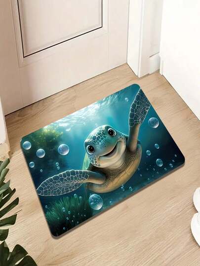 1/2 pièces Tapis de bain antidérapant avec design de tortue charmant - Ensemble de tapis de cuisine de plage - Utilisé pour la salle de bain, le salon, la buanderie et d'autres tapis de sol, décoration de maison de tortue