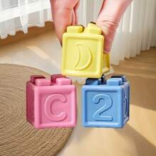 Bloques de construcción de goma suave para bebés - Juguetes de apilamiento y anidamiento de colores para educación temprana, entrenamiento de agarre y coordinación mano-ojo, para edades de 0-6 meses, 6-12 meses, 1-2 años | Bloques de colores | Textura suave
