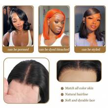 Bob Wig Human Hair Pre Plucked 13x4 Frontal Lace Wig 12inch Black Bob Wig For Women 180% Density Straight Short Bob Lace Front Wigs Human Hair With Baby Hair Daily Use Beach Hair Style