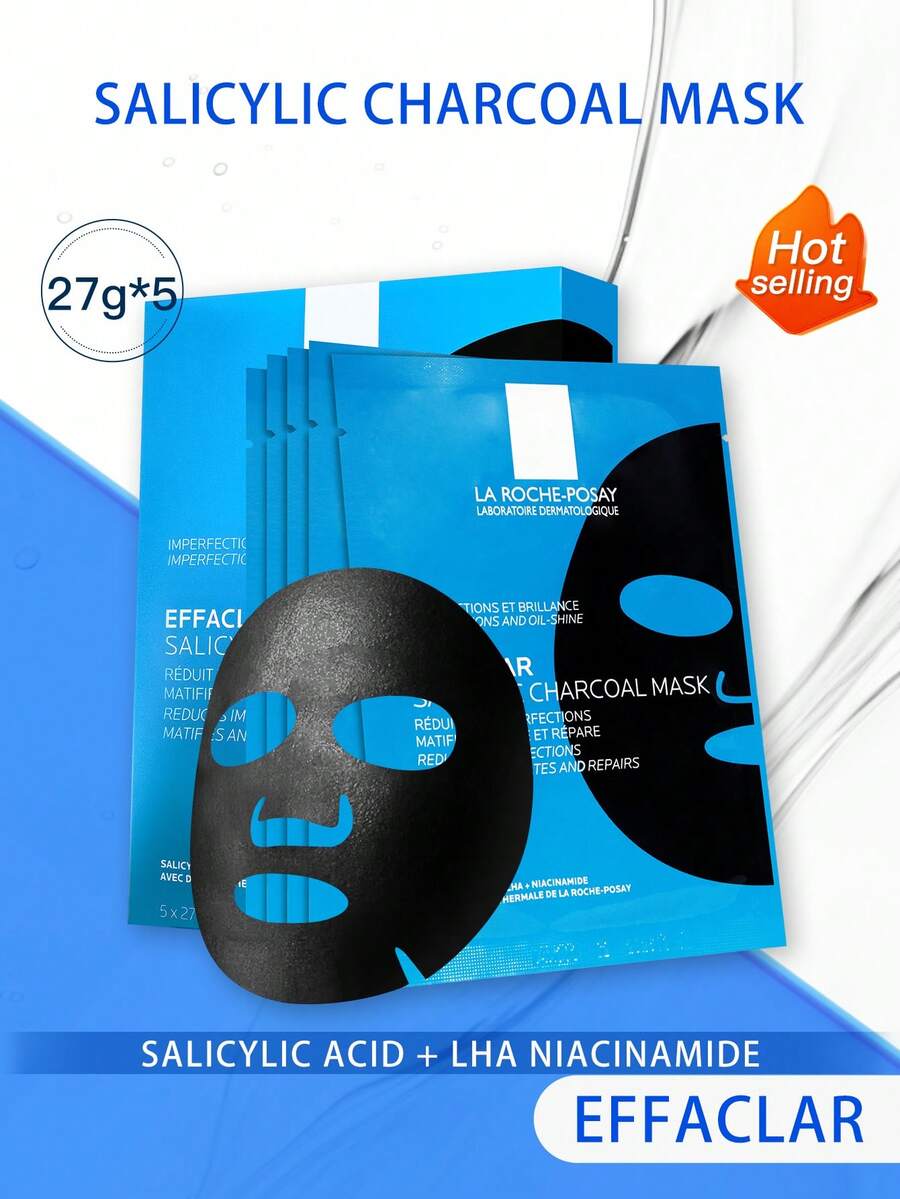La Roche-Posay 理肤泉 EFFACLAR 水杨酸活性炭面膜，27克*5片/盒 - 1盒 - 查看 1