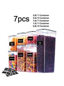 36 piezas Recipientes herméticos para almacenamiento de alimentos para organización y almacenamiento de despensa de cocina, recipientes de almacenamiento de cocina de plástico con tapas para harina, azúcar y cereales, etiquetas y marcador