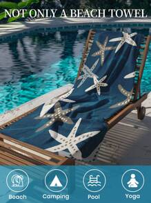1 pièce Serviette de plage imprimée, motif étoile de mer, serviette de bain, serviette de plage de style mode, serviette de bain super absorbante pour la salle de bain, la natation, le fitness, le yoga, serviette microfibre douce et confortable, légère et portable, protection contre le vent et le soleil, anti-sable pour les voyages d'été, les vacances, la décoration de la salle de bain. Tailles régulières et plus grandes recommandées (35*75cm petite taille serviette de toilette, 150cm ou plus recommandé)