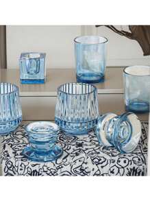 1 Stück blauer Glas-Kerzenthalter, geeignet für Teelichter, für Hochzeitsmittelpunkt Dekoration, Party Deko, Brautparty, Geschenke und Heim-Dekoration