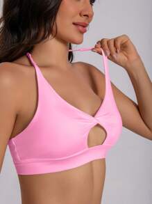 1 Tuta sportiva da donna, di colore unito, alla moda, traspirante, aderente, per primavera/estate, include canotta regolabile e leggings, adatta per tennis, attività all'aperto, casual e golf