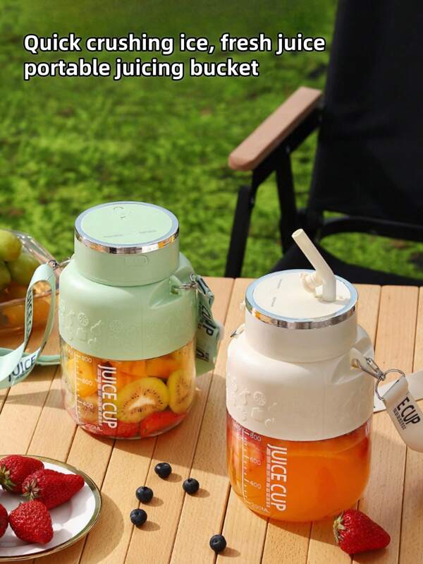 1 pieza Taza exprimidora eléctrica portátil - Recargable, batidora multifuncional apta para campamentos, hogar, dormitorio, viajes y uso al aire libre - Incluye marcas de medición, exprimidor portátil