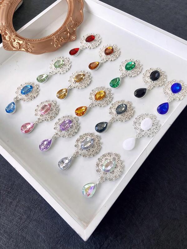 10pcs,Fashion DIY Jewellery Accessories, Perfect For Making Headdress, Hair Jewellery, Jewelry Accessories.Flower Disc Diamond Clasp Water Drop Gemstone Pendant Alloy Accessories.Make Your Own Jewellery.