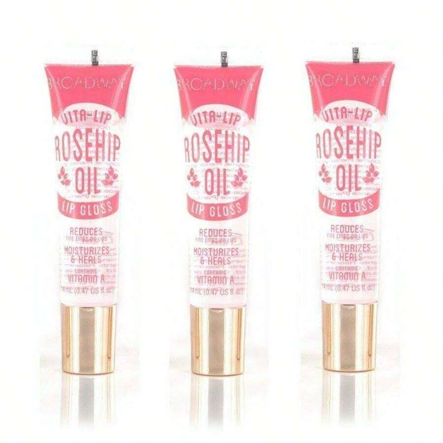 Ruby Kisses  Vita-Lip Clear Lip Gloss (Rosehip Oil 3 Pack), Ultra-Hydrating &Amp; Soothing Formula With Vitamin Oils, High-Shine Non-Sticky Finish, Healing Glossy Lip Balm With Vitamin A - quả tầm xuân - Xem 1
