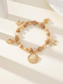 1pc Beach Vacation Style Starfish Beaded Bracelet For Women - Multicolor - View 3