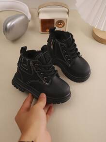 Kinder Schneestiefel für Herbst und Winter, neuer Schnür- und Reißverschluss-Stil, dick, warm, leicht, modische Outdoor-Schneestiefel