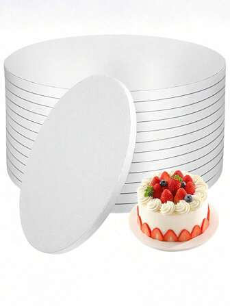 1 件防油圆形蛋糕鼓、圆形蛋糕板、厚纸板、坚固的蛋糕底座、蛋糕底座、非常适合烘焙 DIY 蛋糕和糕点、用于蛋糕装饰的专业蛋糕鼓、坚固的蛋糕板、纸质材料、全包裹边缘蛋糕底座，适用于重型或多层蛋糕披萨底座、家庭厨房烘焙配件