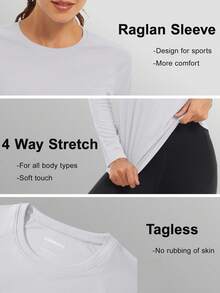 KEFITEVD UPF50+ Women's UV Shirts Rash Guard Long Sleeve Outdoor Skin Protection T-Shirts Hiking Fishing Workout Rashguard - Light Grey - View 5