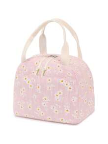 午餐袋，男女适用可爱灯芯绒午餐手提袋可重复使用保温午餐盒大容量可重复使用保温冷藏箱，适用于工作、野餐或旅行（熊标志随机款式）书包午餐手提袋冷藏箱储物袋女士可爱午餐包蒂芬袋小卡通女士儿童女士男孩女孩情人节女士午餐盒袋学校用品配件学校袋学校配件学校用品