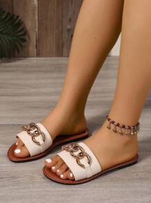 Wide Fit Rhinestoned Slippers, Comfortable Ladies Flat Slide Sandals, Korean Style Casual Slip-On Thong Sandals For Summer, Spring/Autumn Woven Roman Sandals, Fashion Summer Flats To Wear With Dresses For Beach/Outdoor