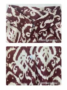 Women's Fashionable Loose Fit Turndown Collar Printed Short Sleeve Shirt, Summer
