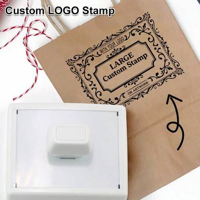Customized Business Stamp, Can Print Personalized Logo, Large Size Unique Design, Suitable For Small Businesses And Office Supplies, Black Ink, ABS Material, Back To School, School Supplies