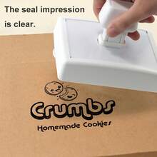 Sellos comerciales personalizados con logotipos personalizados, sellos de diseño único y grande, adecuados para pequeñas empresas y artículos de oficina, tinta negra, material de ABS, de vuelta a la escuela, útiles escolares - 80*105 mm - Ver 3