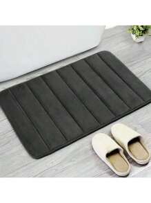 1pc Solid Color Simple Soft Memory Foam Sponge Absorbent & Non-Slip Bathroom Mat, Toilet Mat
