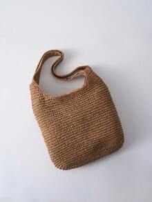 Tropiscape Gusure 大容量编织手提包 夏季草编手提包 女士波西米亚风单肩包 女士包 沙滩必备 夏季女包 非常适合旅行、度假、假日和海滩 书包 度假氛围 休闲海滩 秋季 圣诞节 冬季 圣诞礼物 - 卡其色 - 查看 11