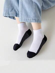 5 pares de calcetines deportivos de unicolor minimalista, adecuados para estudiantes y adolescentes, con ajuste elástico, para todas las temporadas - Multicolor - Ver 2