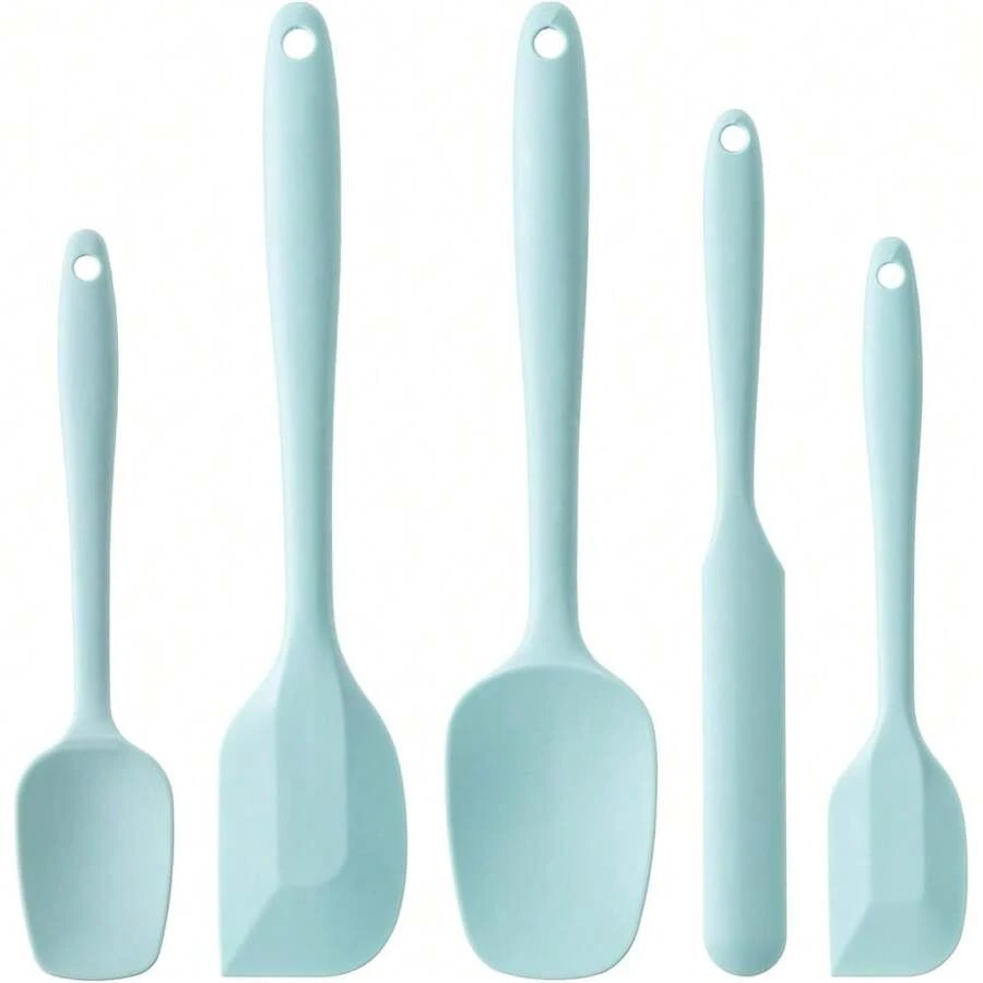 Nuevo set de espátulas de silicona, 5 piezas de espátulas de goma para hornear, cocinar y mezclar, resistentes al calor, antiadherentes, aptas para lavavajillas - (Azul Aaron) - tan azul - View 1