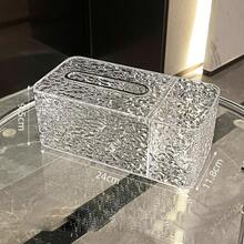 1 Pc Luxury Tissue Box With Spring Dispenser, Multifunctional Plastic Remote Control Holder, Suitable For Living Room And Dining Table, Rectangular Design Simple & Elegant, Fits Various Scenarios