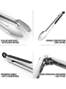 1 szt. Szczypce do grilla, ekstra długie szczypce do grilla, stalowe szczypce metalowe do gotowania, grillowania, barbecue/bbq, bufetu