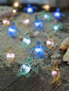 1 buah Lampu Hias Tema Pantai 20 LED Bentuk Penyu Laut Lucu, Lampu Dekorasi Fantasi Laut, Cocok untuk Pohon Natal, Kamar Tidur Liburan, Pesta Pernikahan & Ulang Tahun, Dekorasi Dalam & Luar Ruangan - MultiWarna - View 4