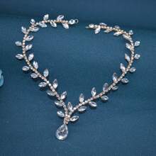 1pc Women's Silver Simple Bridal Headband, Handmade Crystal Rhinestone Hair Chain Headpiece, Wedding/Party/Daily Wear