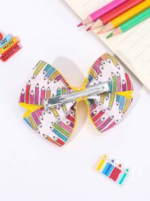1 Stück Schultüte/Schleife mit Namen für Mädchen, Stift bedruckter Schleife mit Alligatorspange, individuelle Textbuch Deko Haarspange, Accessoire für den ersten Schultag, individuelle Geschenke, Baby und Kinder Haarzubehör für das neue Semester