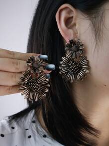 Pendientes exagerados retro tipo girasol, margarita, pendientes con diseño lujoso y de moda tipo clavos para que las mujeres los usen a diario