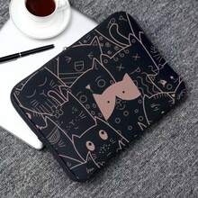 Pasta Maleta Capa Case Para Laptop Notebook Compatível com MacBook 15,6 - Gatinho Pattern - Preto - Visão 3